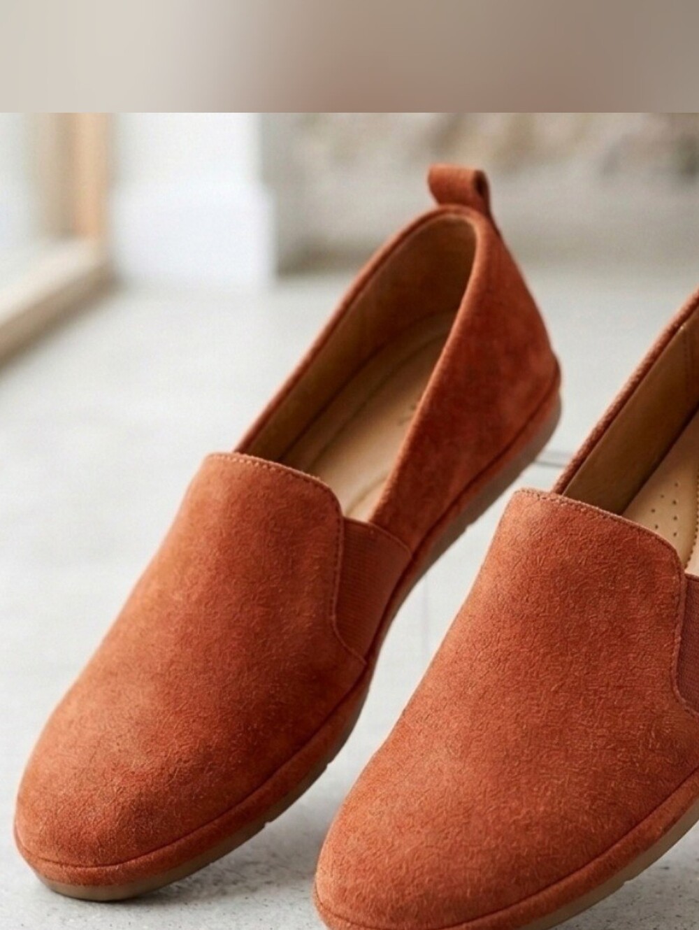 Lucky Brand Addly Suede Slip On Loafer Flats Womens Size 6 Rust/Burnt Orange New